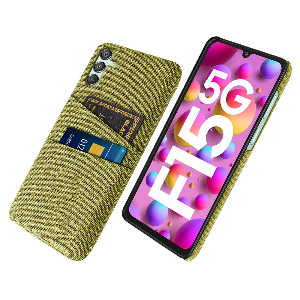 For Samsung Galaxy F15 5G / M15 5G Case Cloth+PC Cell Phone Basic Back Cover with 2 Card Slots For Samsung Galaxy F15 5G / M15 5G Case Cloth+PC Cell Phone Basic Back Cover with 2 Card Slots
